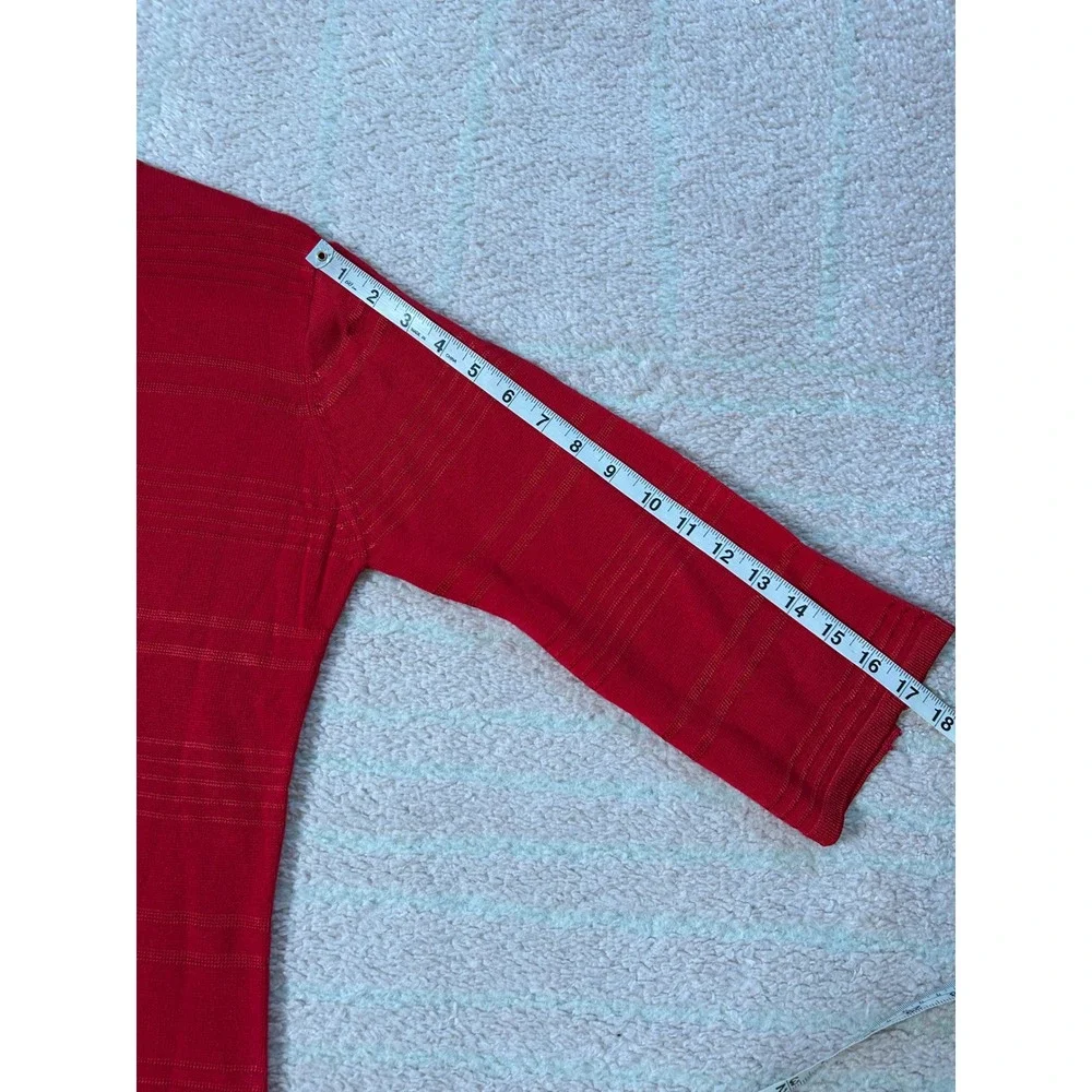 NWT Milano Red Stripe Button Front Cardigan 3/4 Sleeves Size Medium Holiday Fall